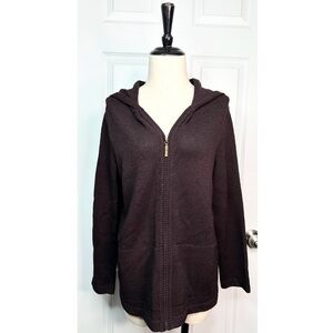 *ST JOHN SPORT* Brown Full Zip Hooded Sweater by Marie Grey